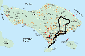 kintamani besakih bali tour map